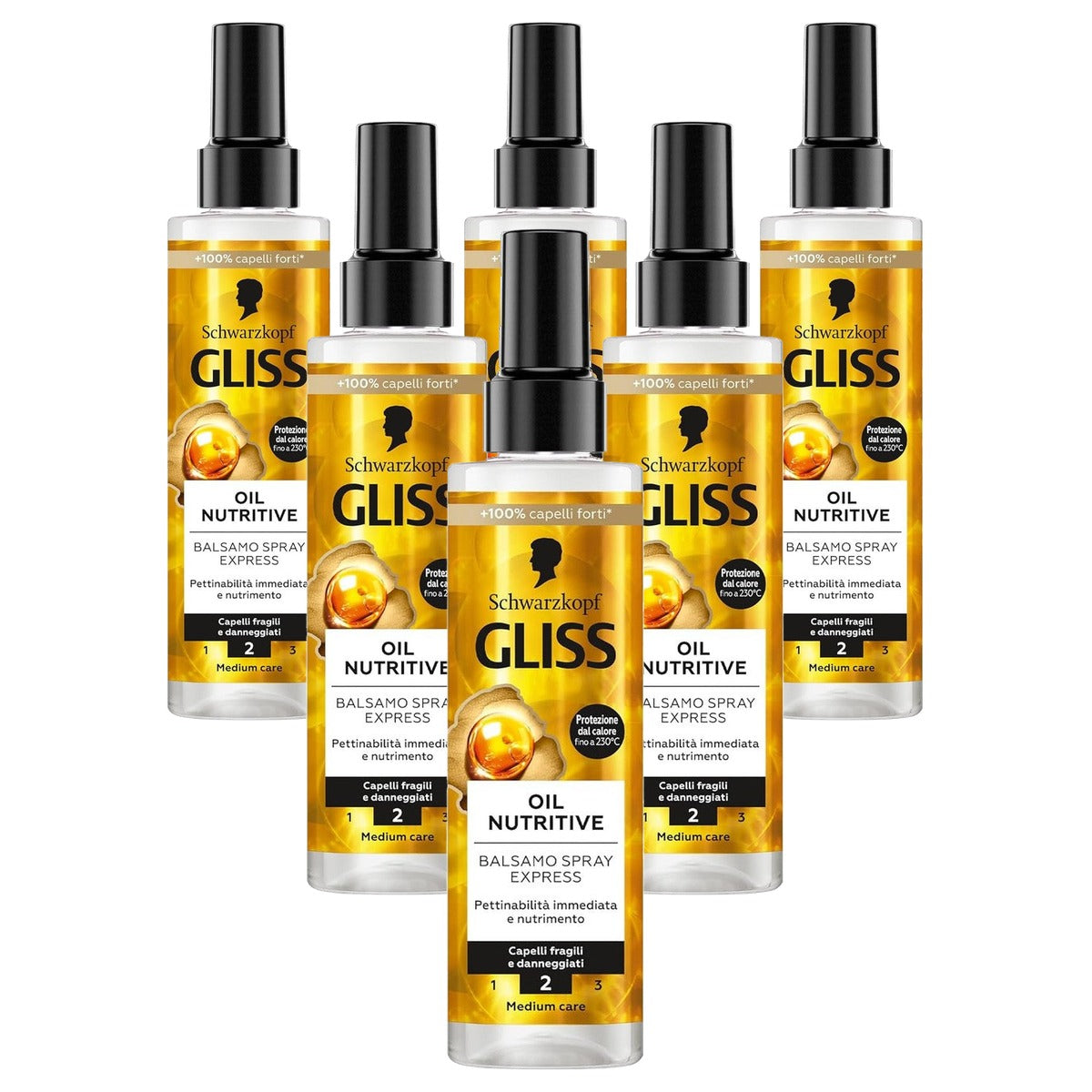 Schwarzkopf Gliss Oil Nutritive Conditioner Spray Express 6 x 200 ml - Voordeelverpakking