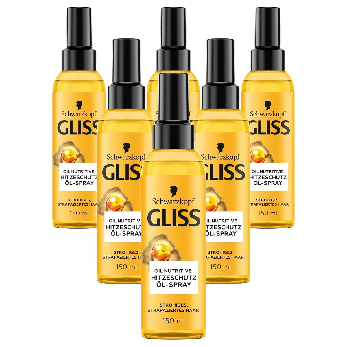Gliss Oil Nutritive Hitzeschutz Öl-Spray 6 x 150 ml - Voordeelverpakking