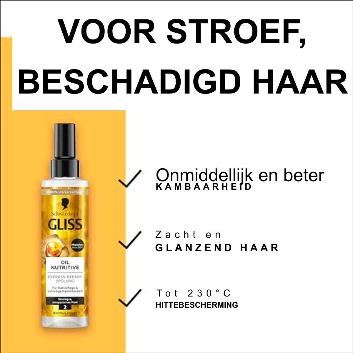 Gliss Oil Nutritive Express-Repair Sprayconditioner met Hittebescherming 200 ml