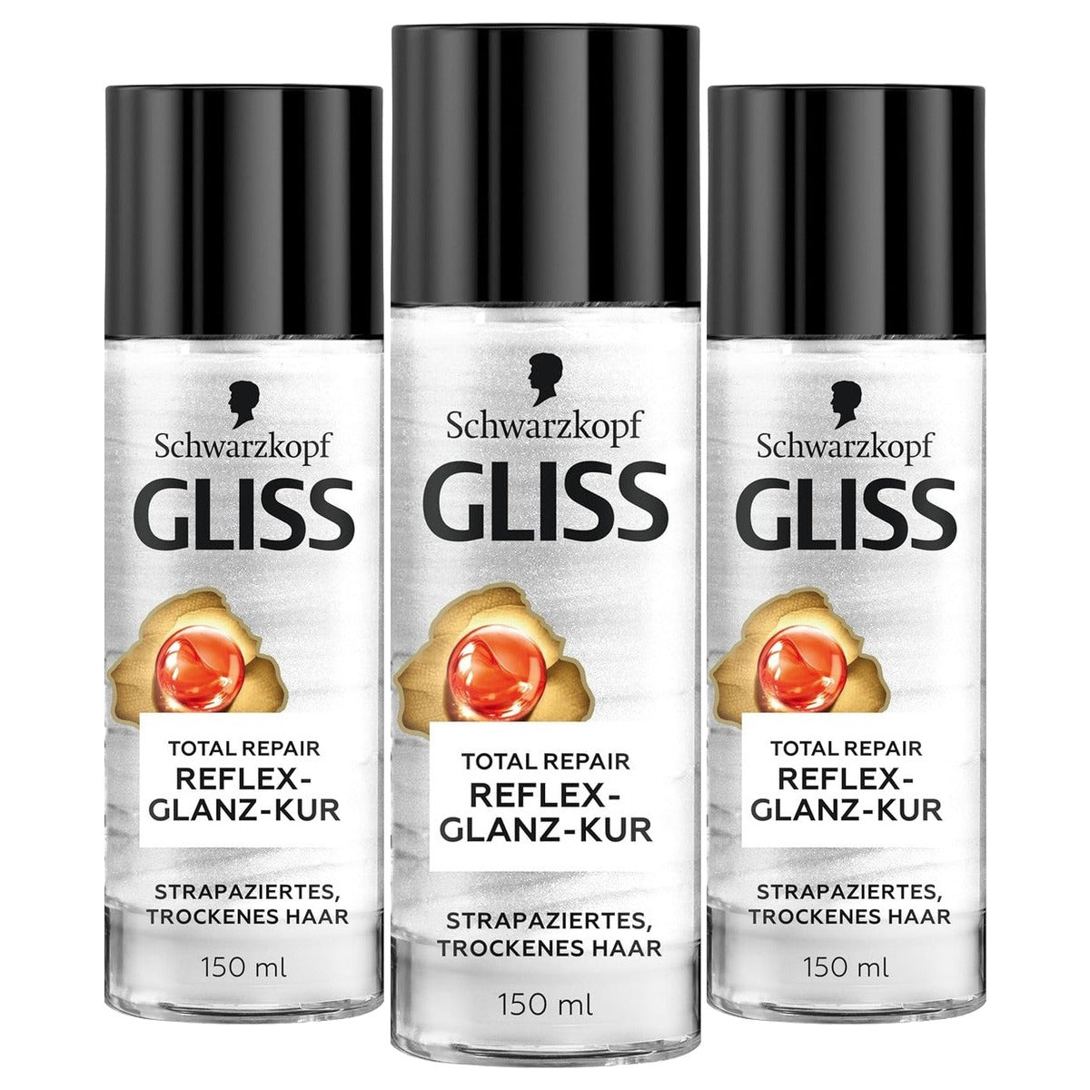 Gliss Reflex-glanskuur Total Repair 3 x 150 ml - Voordeelverpakking