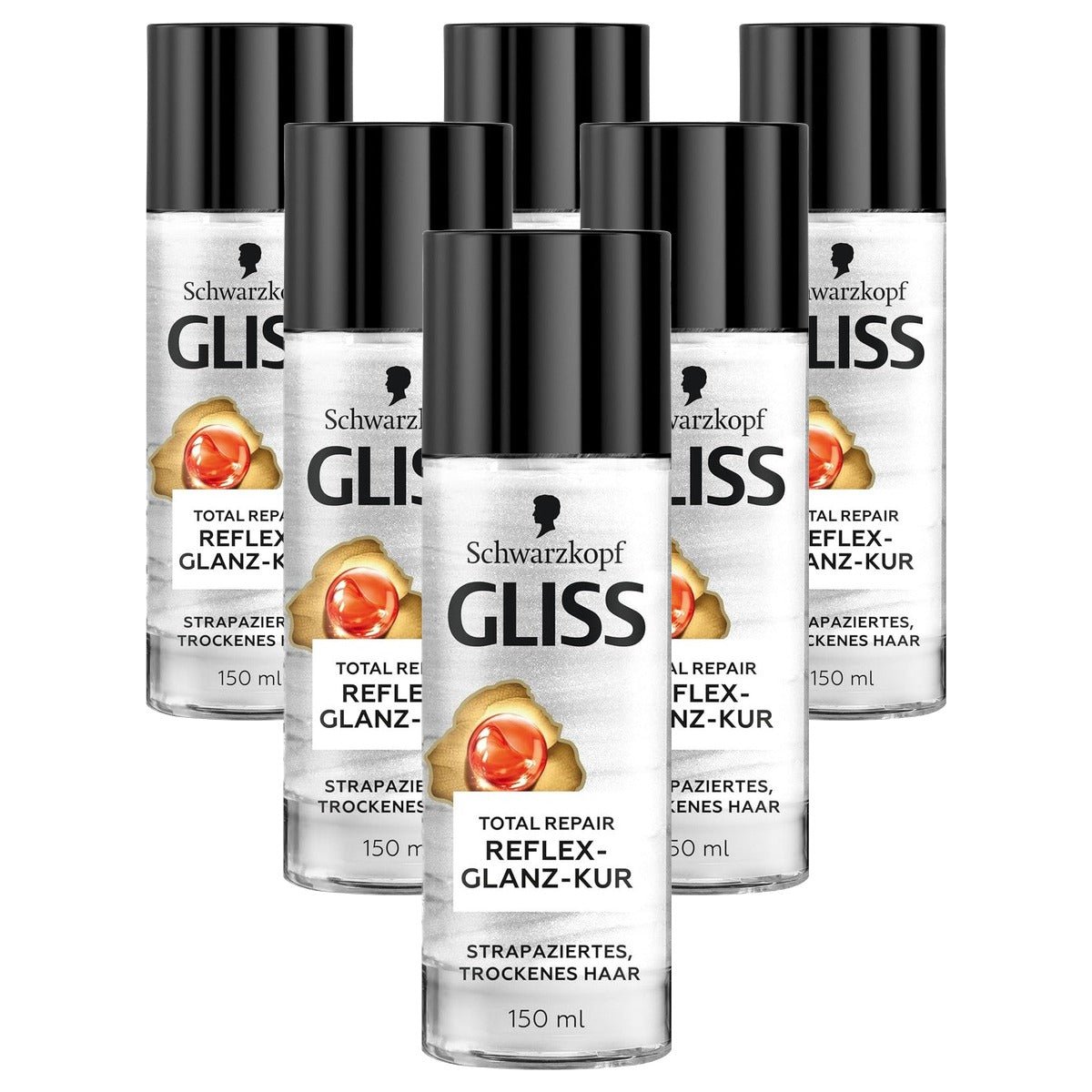 Gliss Reflex-glanskuur Total Repair 6 x 150 ml - Voordeelverpakking