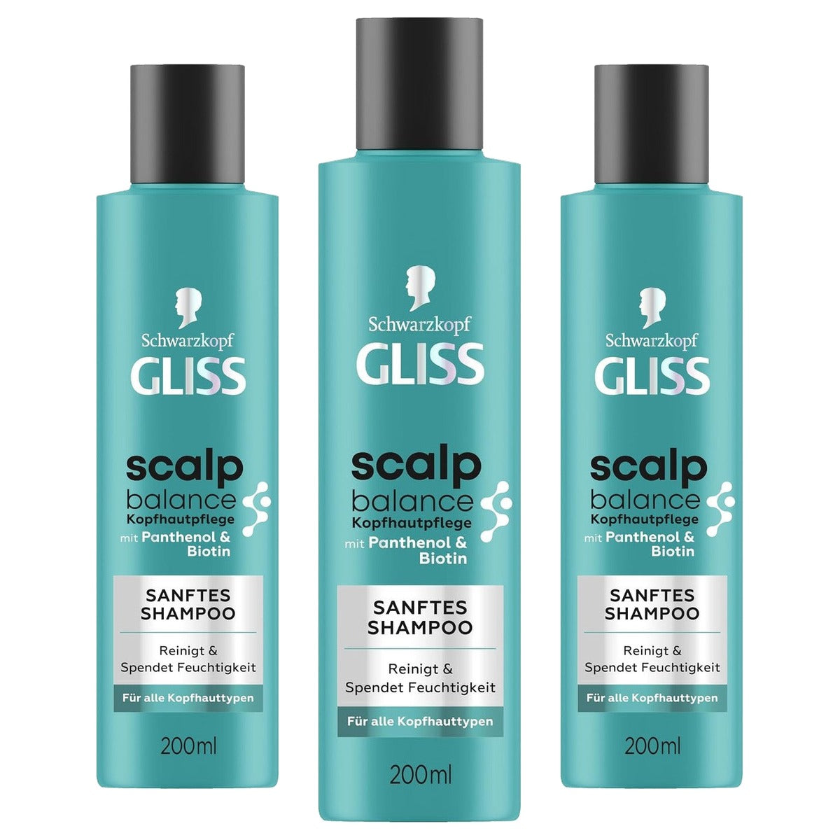 Gliss Scalp Balance Zachte shampoo 3 x 200 ml - Voordeelverpakking