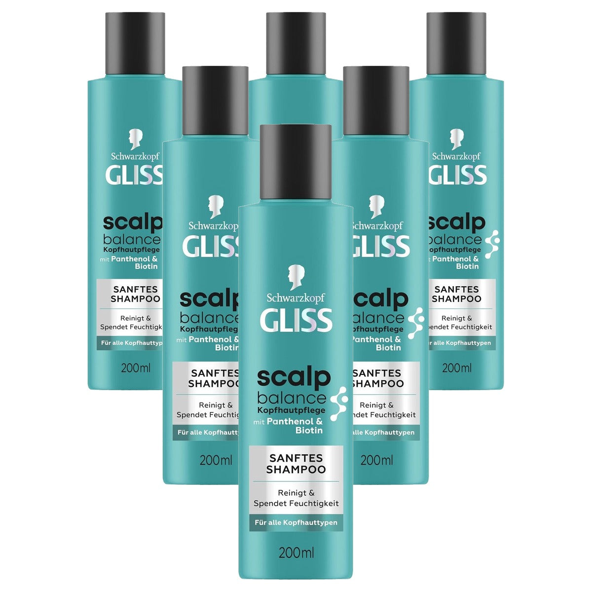 Gliss Scalp Balance Zachte shampoo 6 x 200 ml - Voordeelverpakking