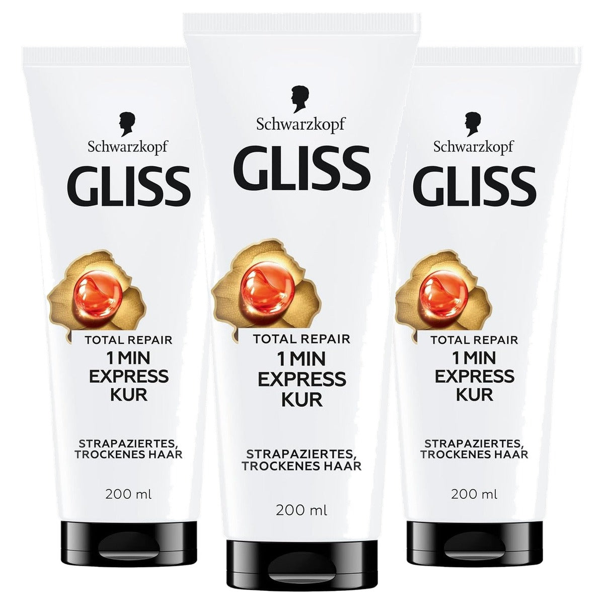 Gliss 1-minuut intensieve behandeling Total Repair 3 x 200 ml - Voordeelverpakking