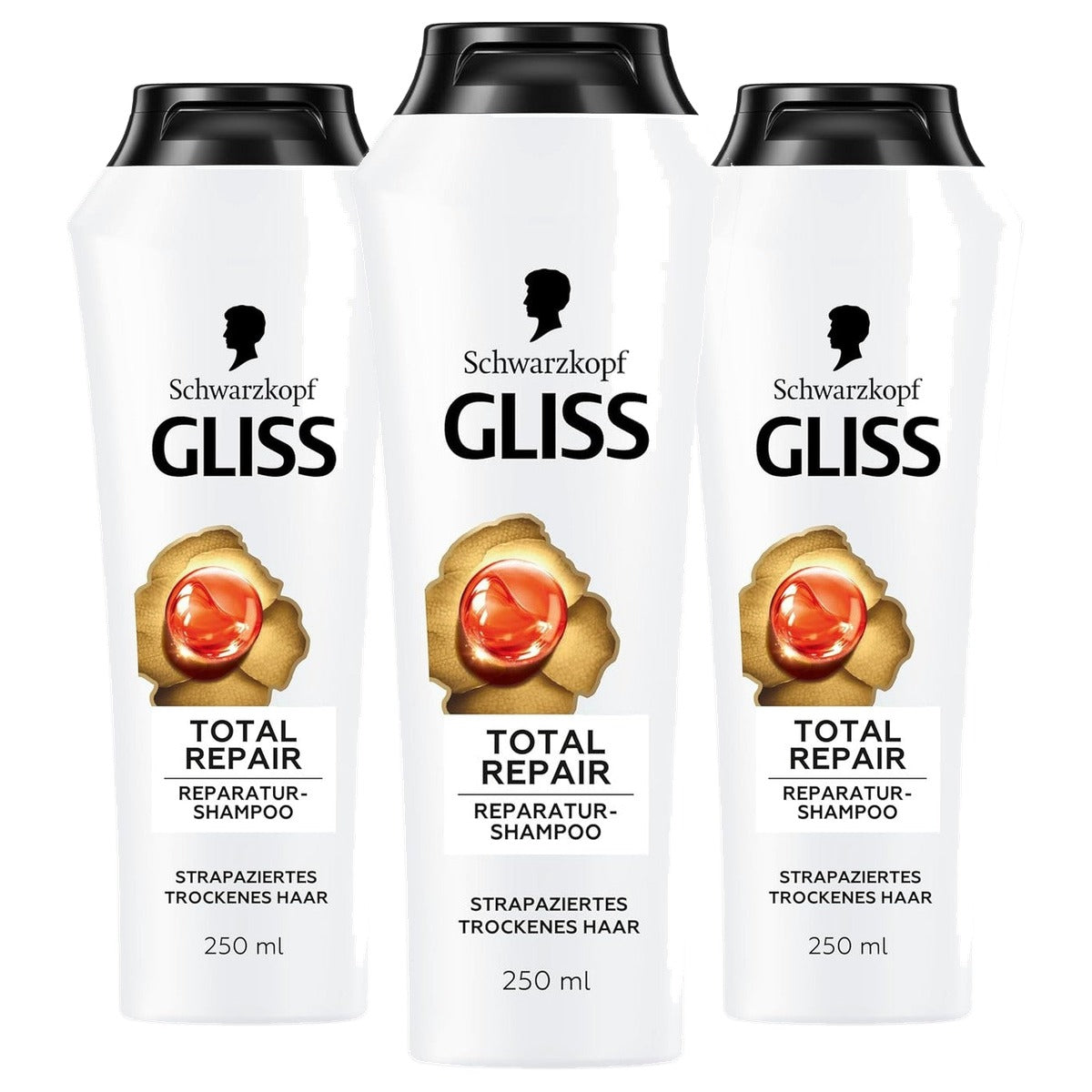 Gliss Total Repair Shampoo 250 ml - 3 stuks