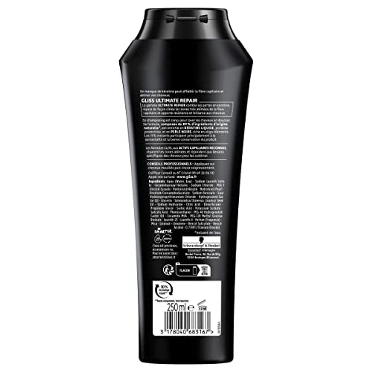 Gliss Ultimate Repair Shampoo met Vloeibare Keratine voor Beschadigd Haar 2 x 250 ml door Schwarzkopf nu bij Huishoudvoordeel