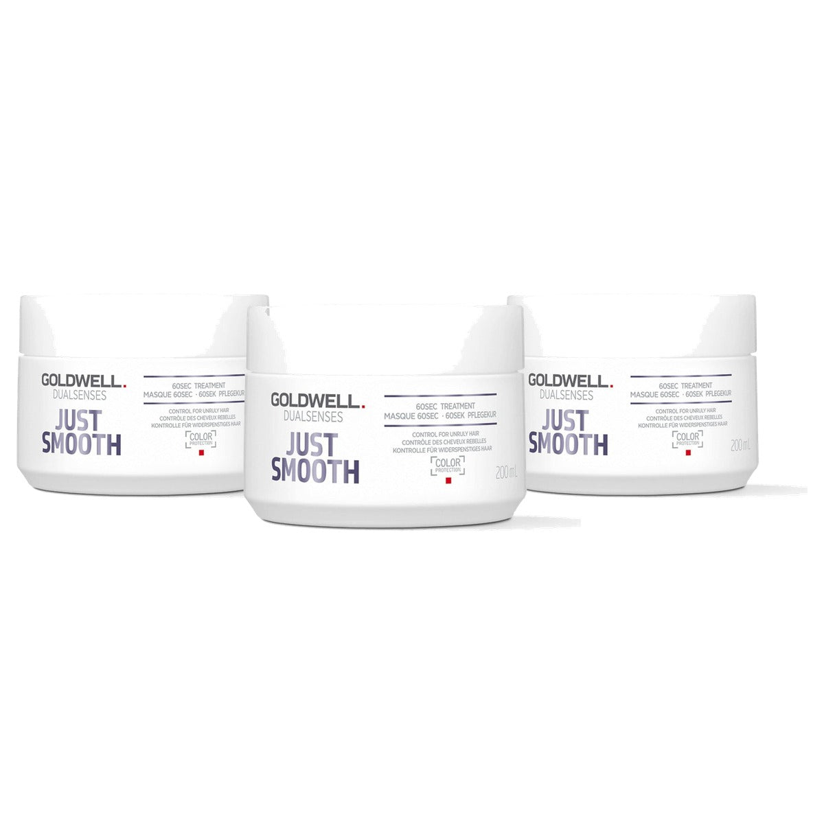 Goldwell Dualsenses Just Smooth 60 Seconden Kuur voor Weerbarstig en Onrustig Haar 200 ml - 3-pack