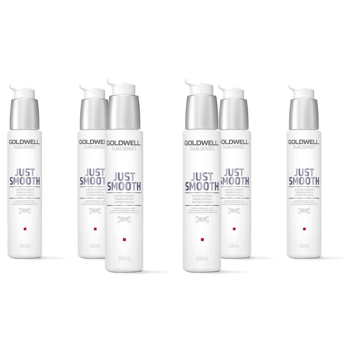 Goldwell Dualsenses Just Smooth Serum met 6 Effecten voor Weerbarstig en Onrustig Haar 100 ml (verpakking van 2) - 3-pack