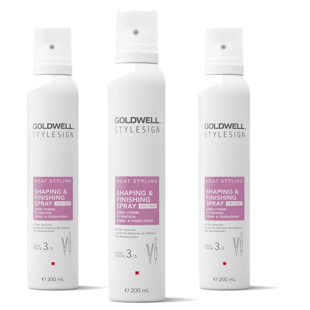 Goldwell StyleSign Heat Styling Vorm- en Afwerkingsspray voor Alle Haarstructuren 200 ml - 3-pack