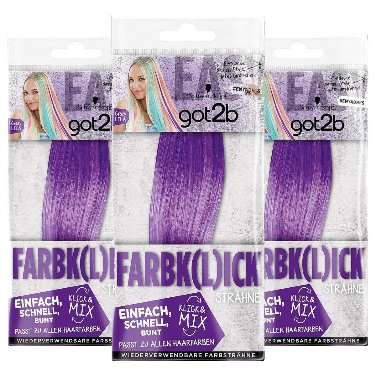 got2b Kleur (l) ick Crazy Purple Clip-in 3 x 1 stuk - Voordeelverpakking