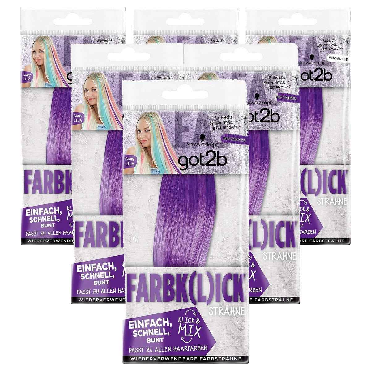 got2b Kleur (l) ick Crazy Purple Clip-in 6 x 1 stuk - Voordeelverpakking