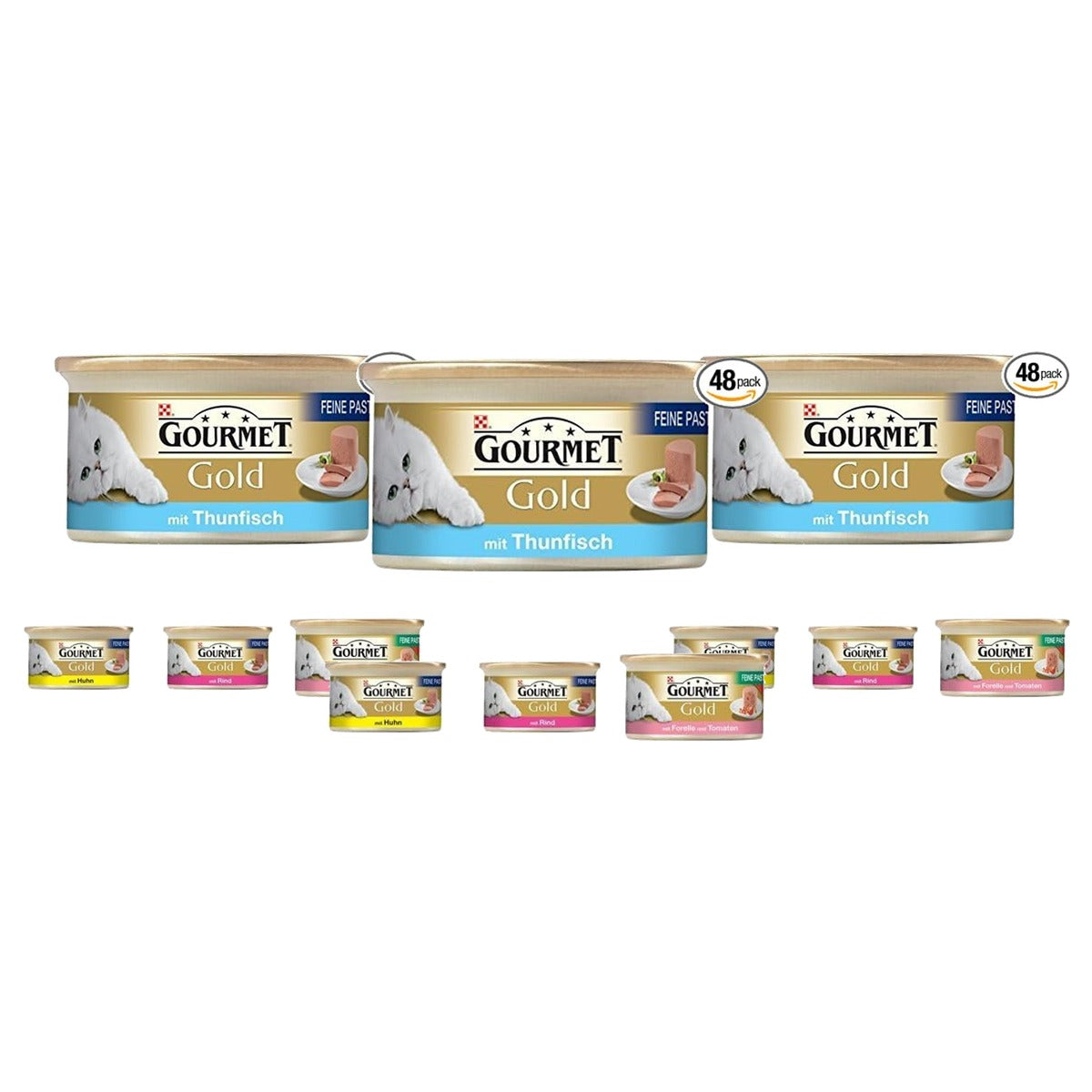 Gourmet Gold Fijne Paté natvoer kattenvoer 4 smaken 48 x 85 g - 3-pack