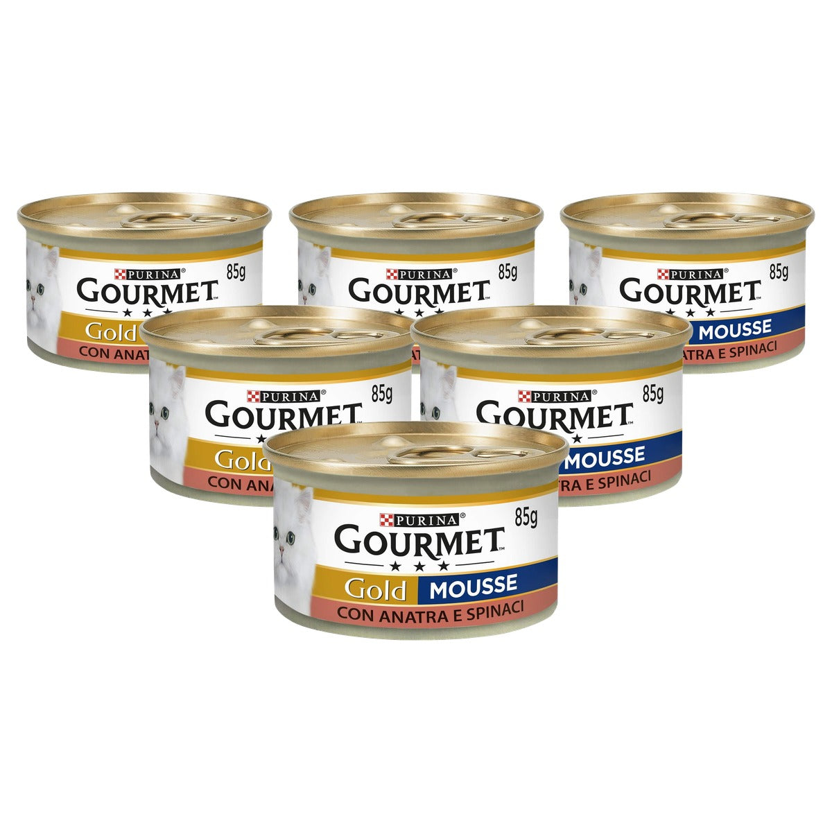 Gourmet Gold Mousse natvoer kattenvoer eend & spinazie 24 x 85 g - 6-pack