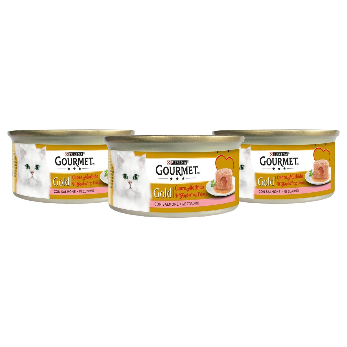 Purina Gourmet Gold Zachte Hartjes natvoer kattenvoer Zalm 24 x 85 g - 3-pack