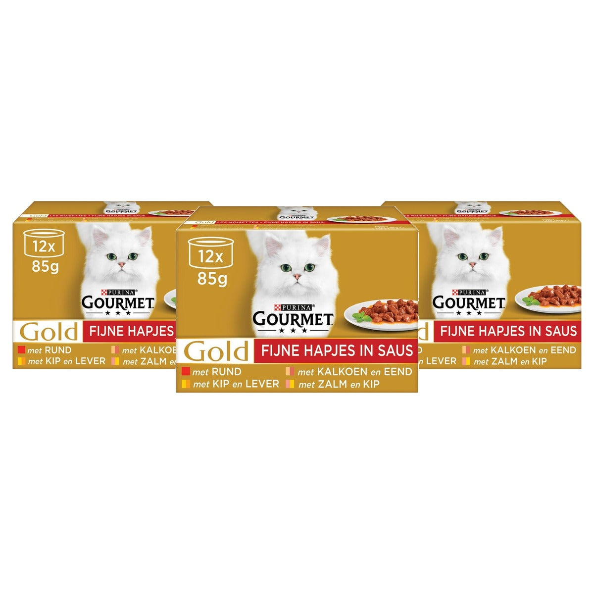 Gourmet Goud natvoer kattenvoer gemengde smaken 12 x 85 g - 3-pack
