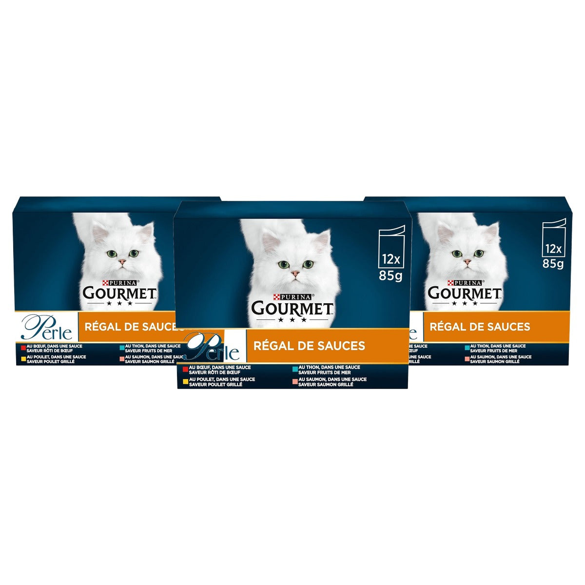 Gourmet Parel Sauzenrek natvoer kattenvoer div. smaken 12 x 85 g - 3-pack