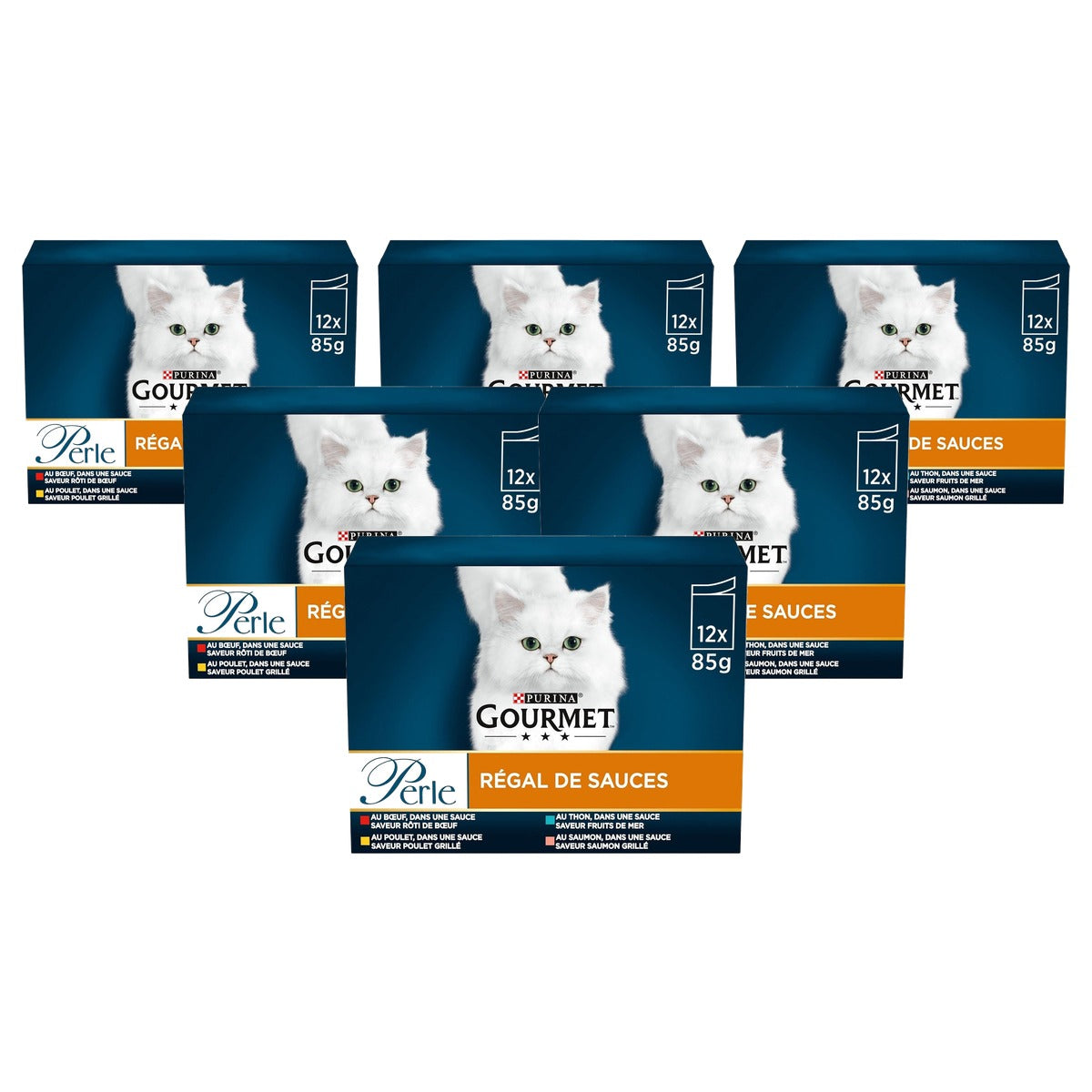Gourmet Parel Sauzenrek natvoer kattenvoer div. smaken 12 x 85 g - 6-pack
