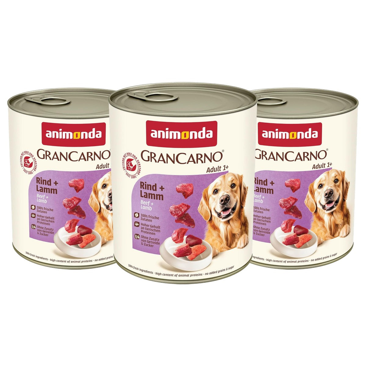 Grancarno natvoer hondenvoer volwassen honden - 3-pack