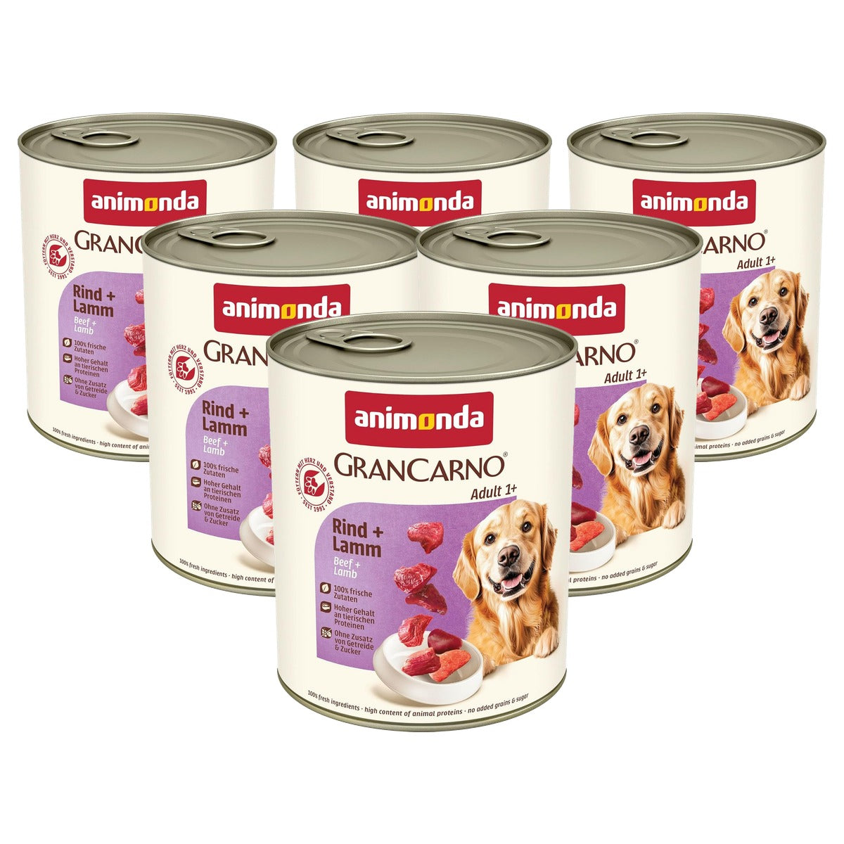 Grancarno natvoer hondenvoer volwassen honden - 6-pack