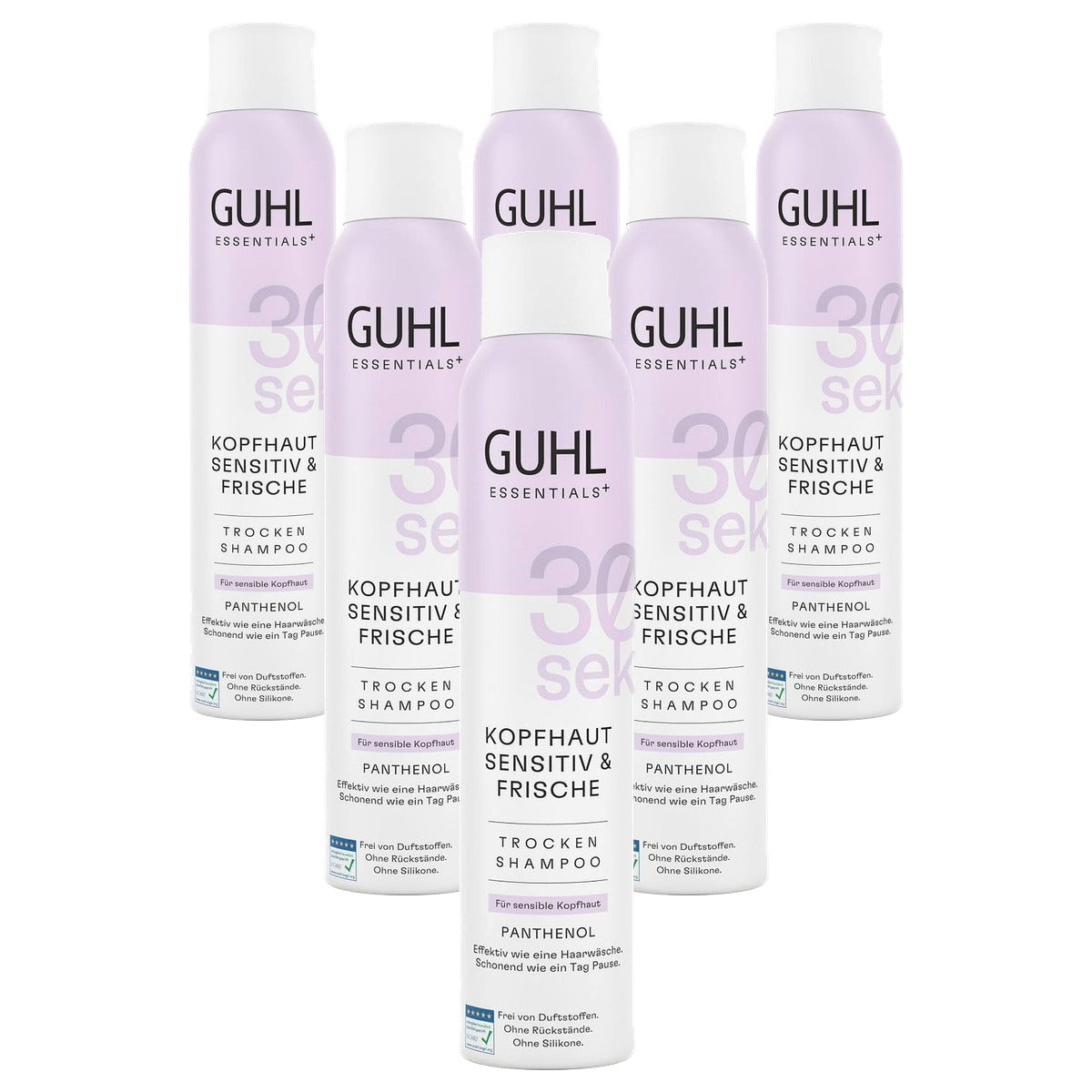 Guhl 30 sek Trockenshampoo Kopfhaut Sensitiv & Frische 6 x 200 ml - Voordeelverpakking