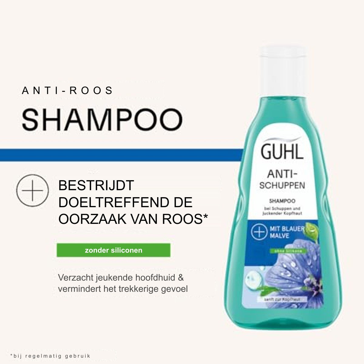Guhl Anti-Roos Shampoo 250 ml met Blauwe Malva en Zink PCA voor een Jeukende Hoofdhuid
