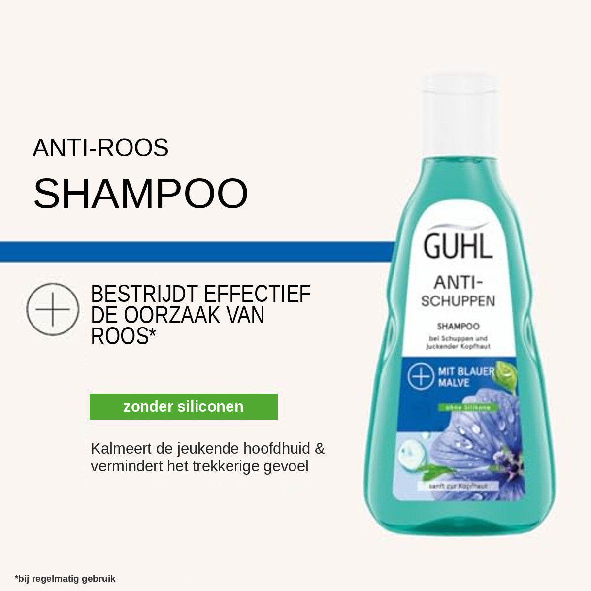 Guhl Anti-Roos Shampoo 250 ml met Blauwe Malva en Zink PCA voor een Jeukende Hoofdhuid