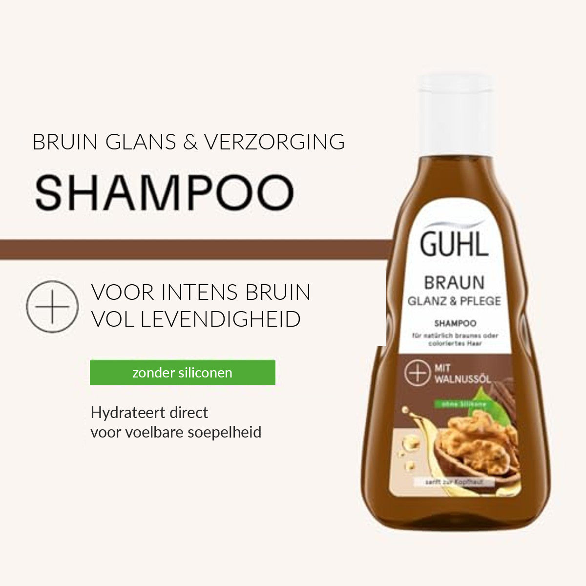 Guhl Braun Fascination Shampoo 250 ml met Walnootolie voor Bruin Haar