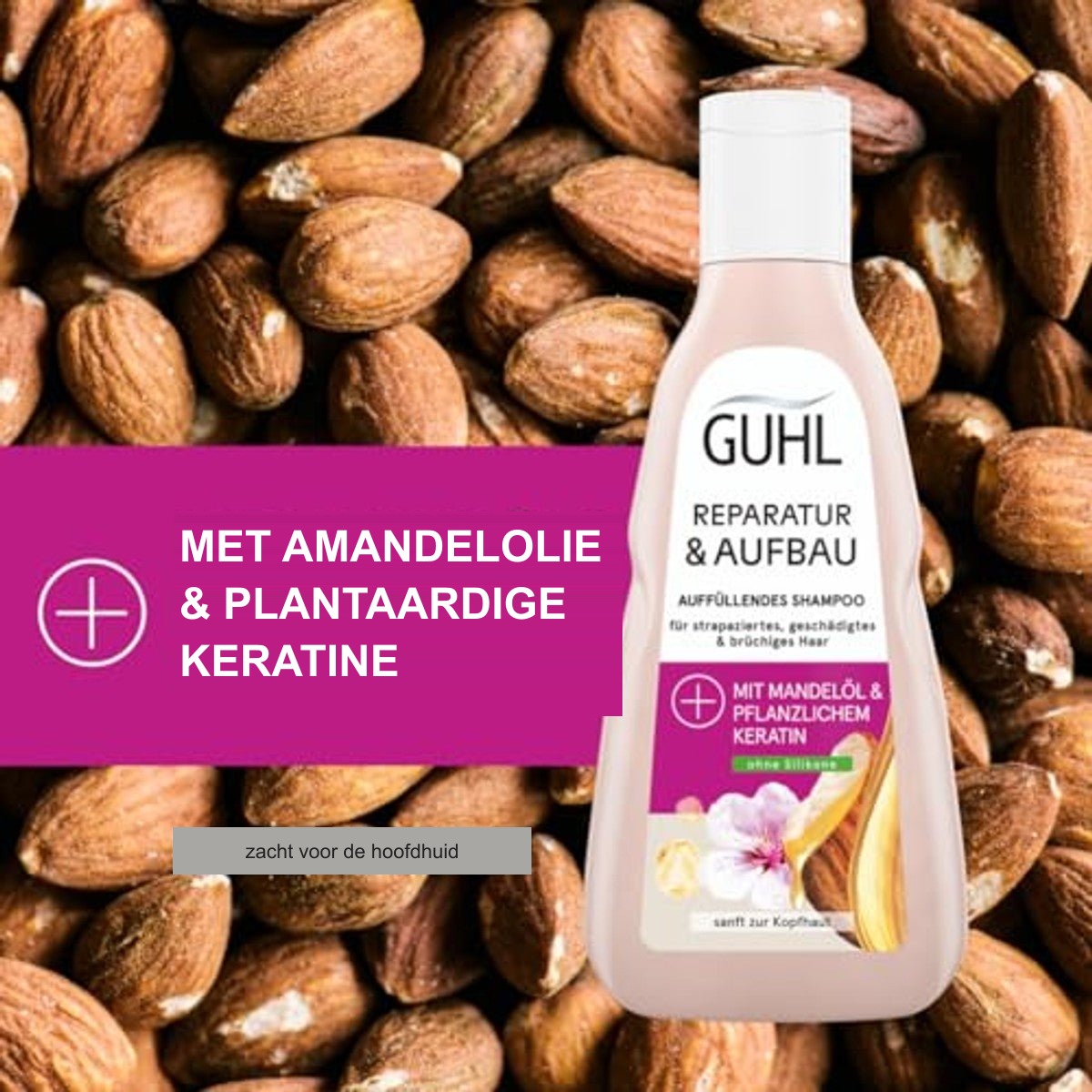 Guhl Opbouw Shampoo 250 ml met Amandelolie en Plantaardige Keratine voor Beschadigd Haar