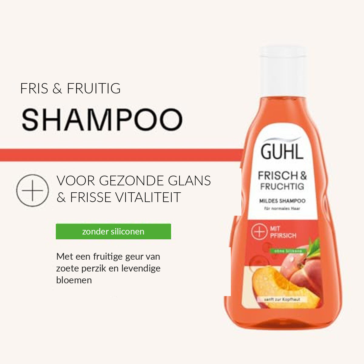 Guhl Fris & Fruitig Shampoo 250 ml met Perzik en Vitamine C voor Normaal Haar