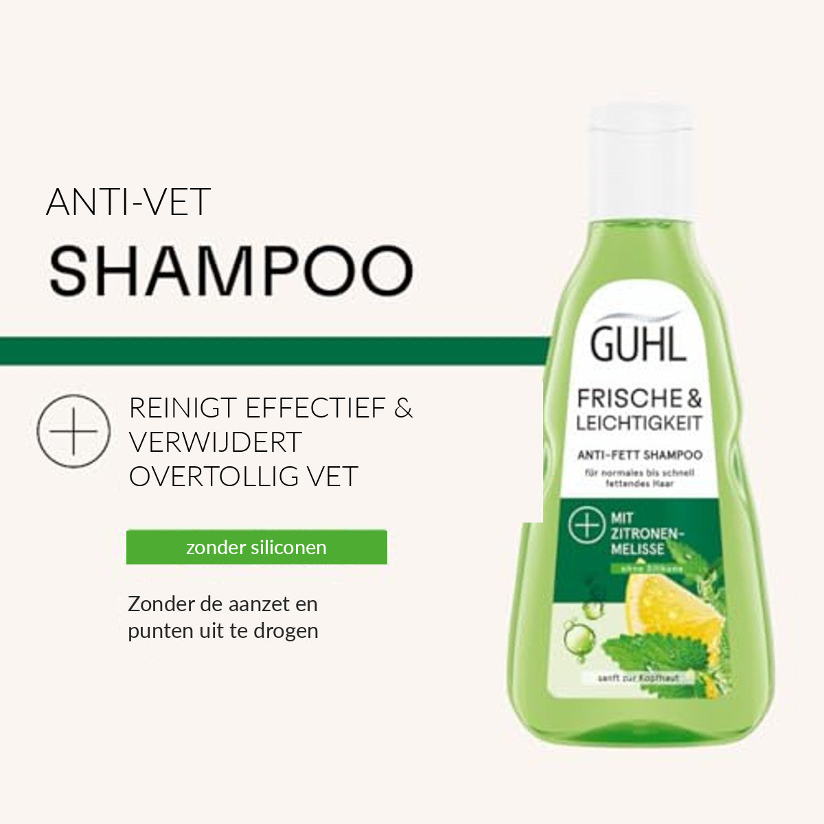 Guhl Fris & Luchtig Anti-Vet Shampoo 250 ml met Citroenmelisse voor Vet Haar