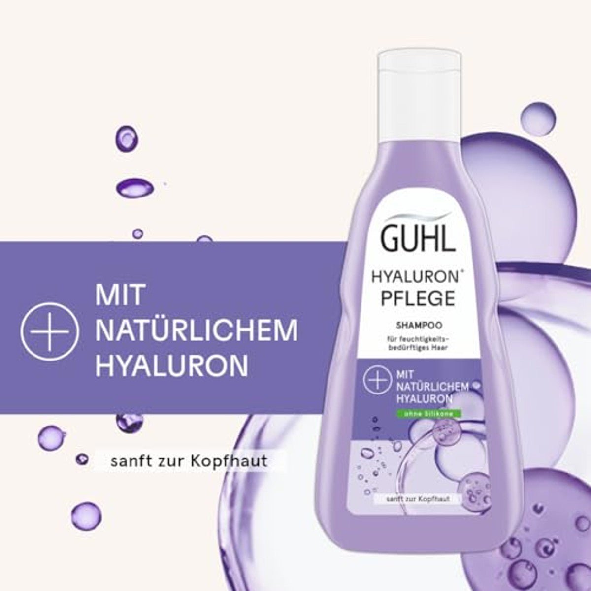 Guhl Hyaluron+ verzorgende vochtshampoo - inhoud: 250 ml - zonder siliconen - met natuurlijk hyaluron - intensieve hydratatie en verzorging door Guhl nu bij Huishoudvoordeel