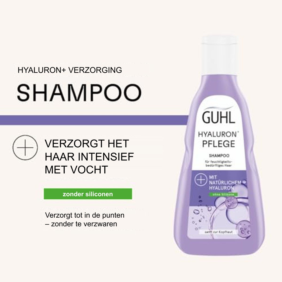 Guhl Hyaluron+ Verzorging Shampoo 250 ml met Natuurlijk Hyaluron voor Droog Haar