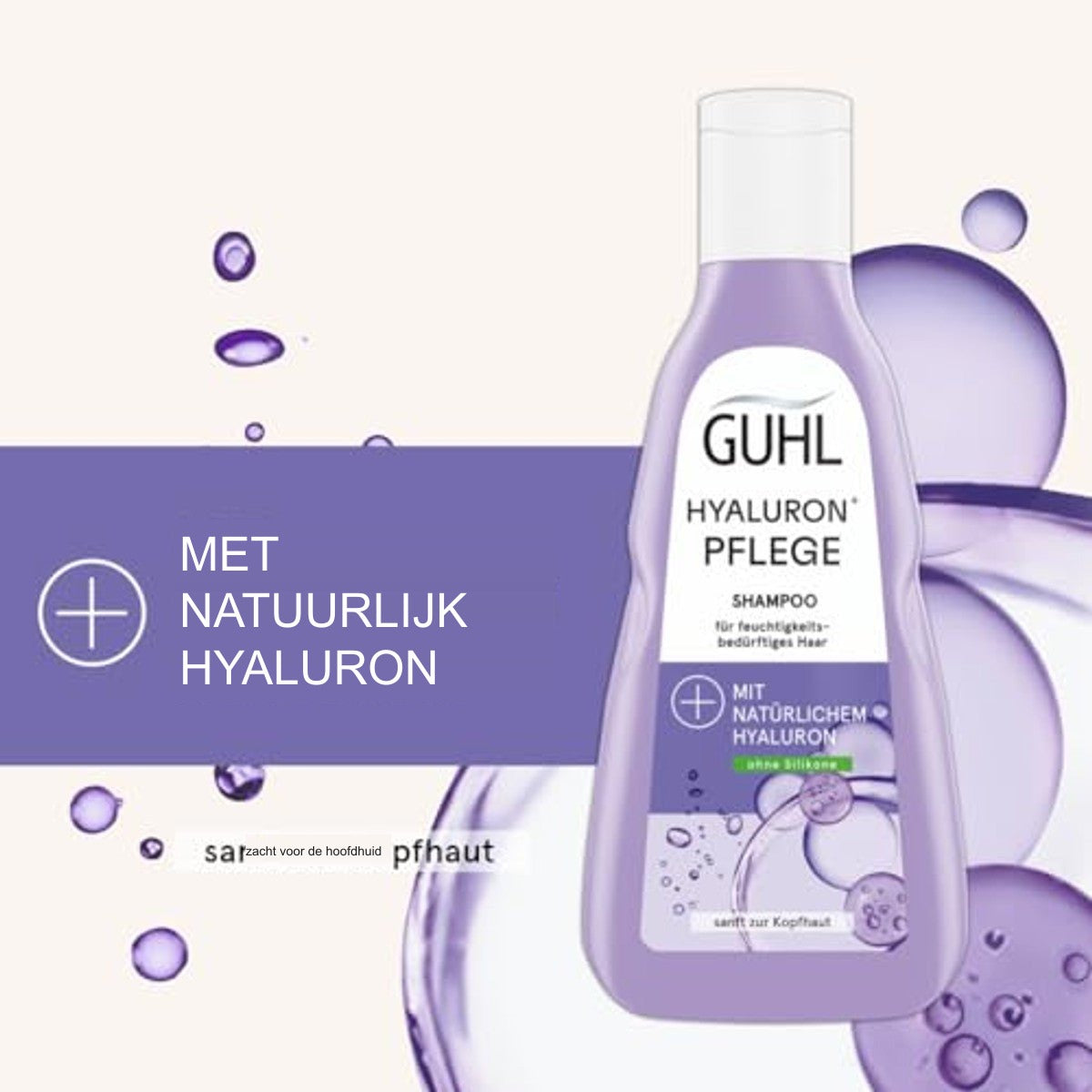 Guhl Hyaluron+ Verzorging Shampoo 250 ml met Natuurlijk Hyaluron voor Droog Haar