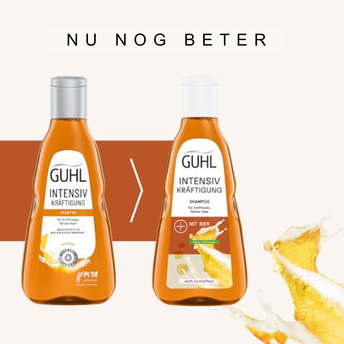 Guhl Intensieve Stevigheid Shampoo 250 ml met Bier voor Fijn en Futloos Haar