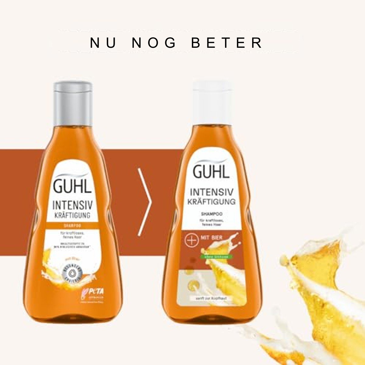 Guhl Intensieve Stevigheid Shampoo 250 ml met Bier voor Fijn en Futloos Haar