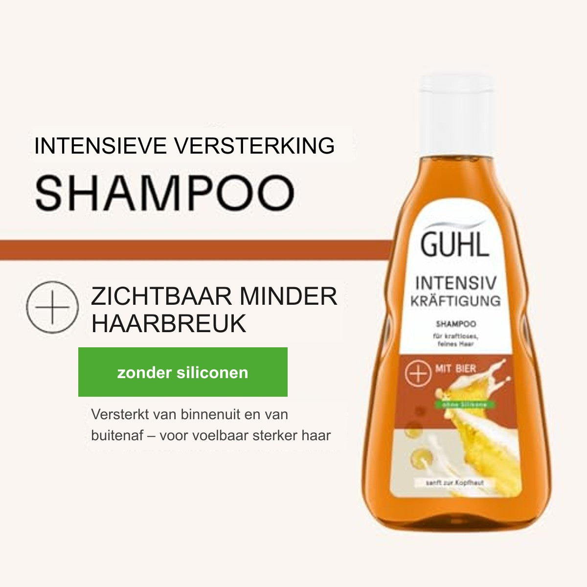 Guhl Intensieve Stevigheid Shampoo 250 ml met Bier voor Fijn en Futloos Haar