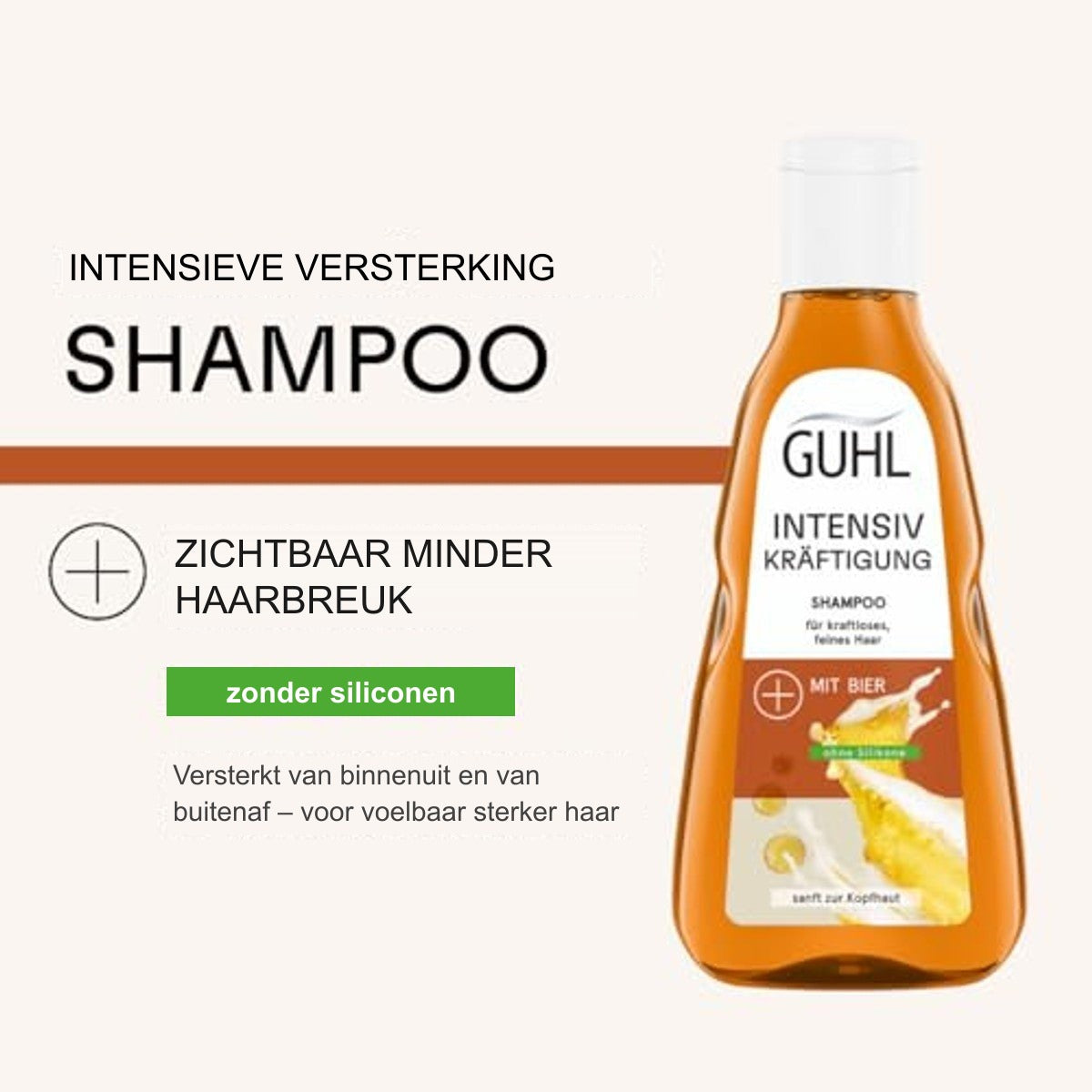 Guhl Intensieve Stevigheid Shampoo 250 ml met Bier voor Fijn en Futloos Haar