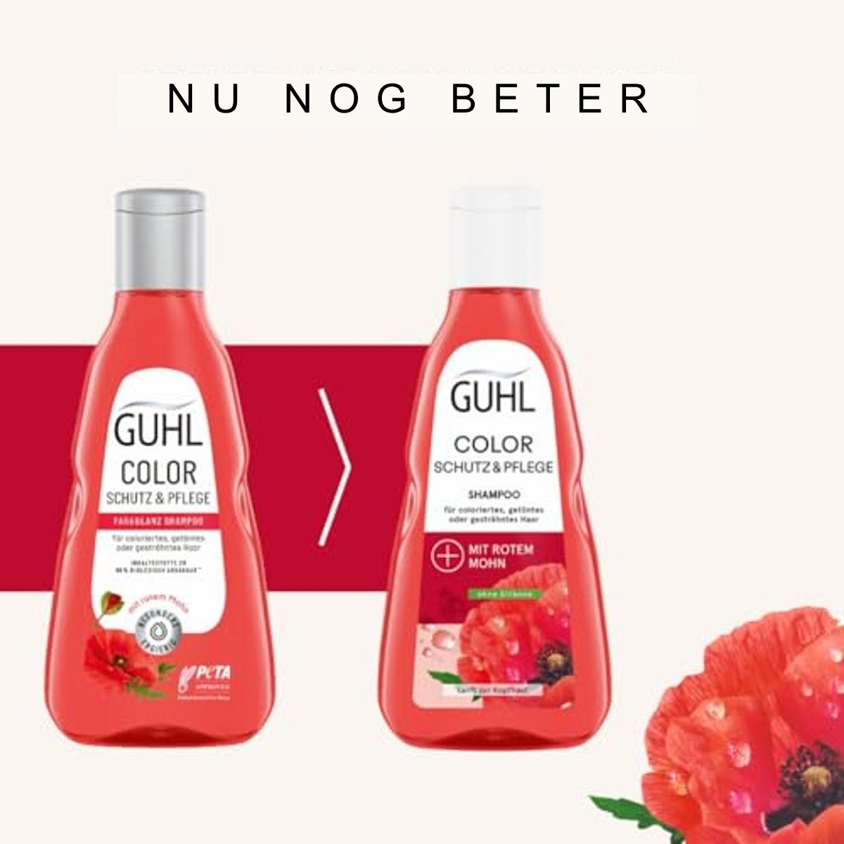 Guhl Kleurbehoud & Verzorging Shampoo 250 ml met Rode Klaproos voor Gekleurd Haar