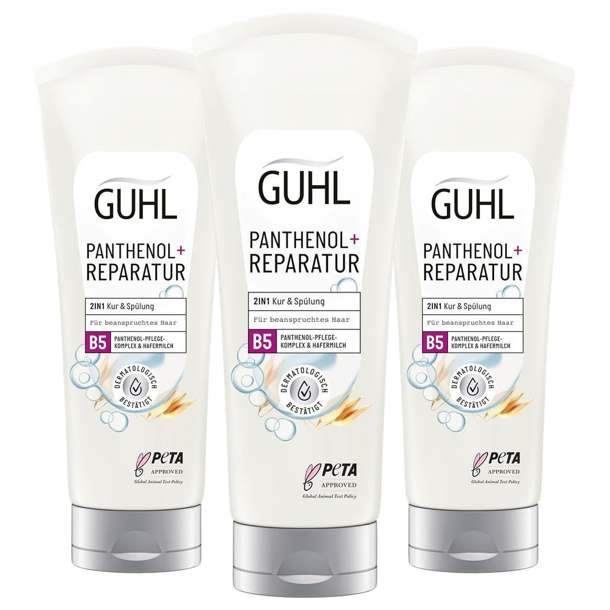 Guhl Panthenol + reparatie 2-in-1 kuur & spoeling 3 x 200 ml - Voordeelverpakking