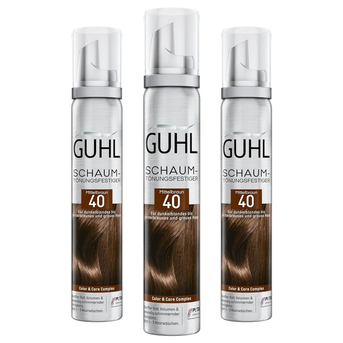 Guhl Verstevigde schuimtint 40 Middenbruin 3 x 100 ml - Voordeelverpakking
