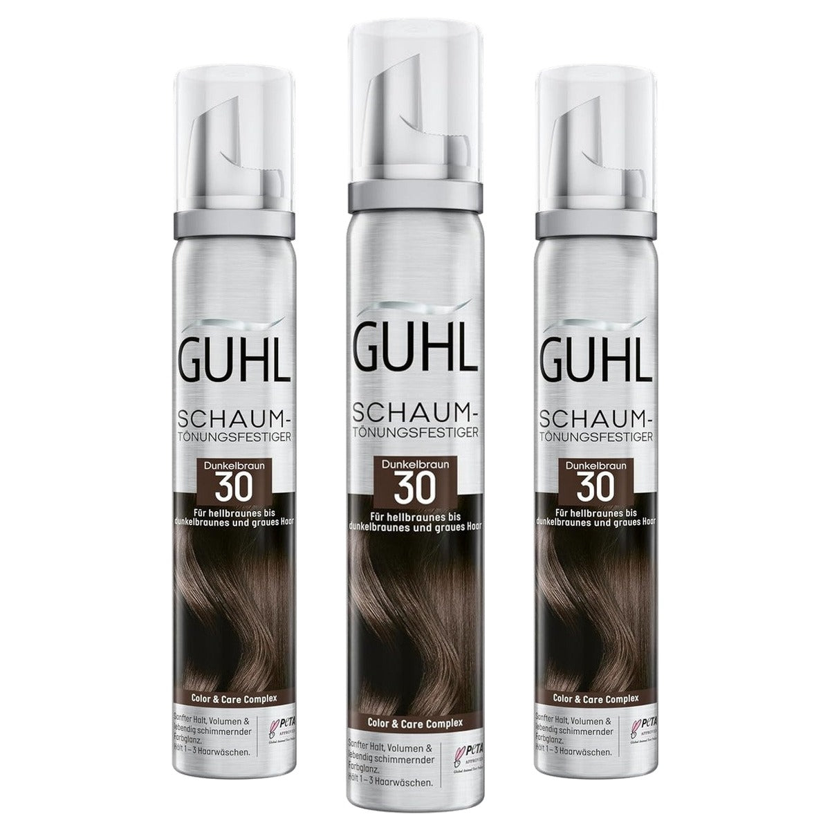 Guhl Verstevigde schuimtint kleur 30 donkerbruin 3 x 100 ml - Voordeelverpakking
