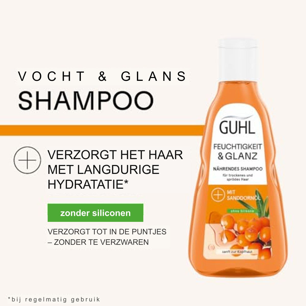 Guhl Vochtopbouw Shampoo 250 ml met Duindoornolie en Hyaluron voor Droog Haar