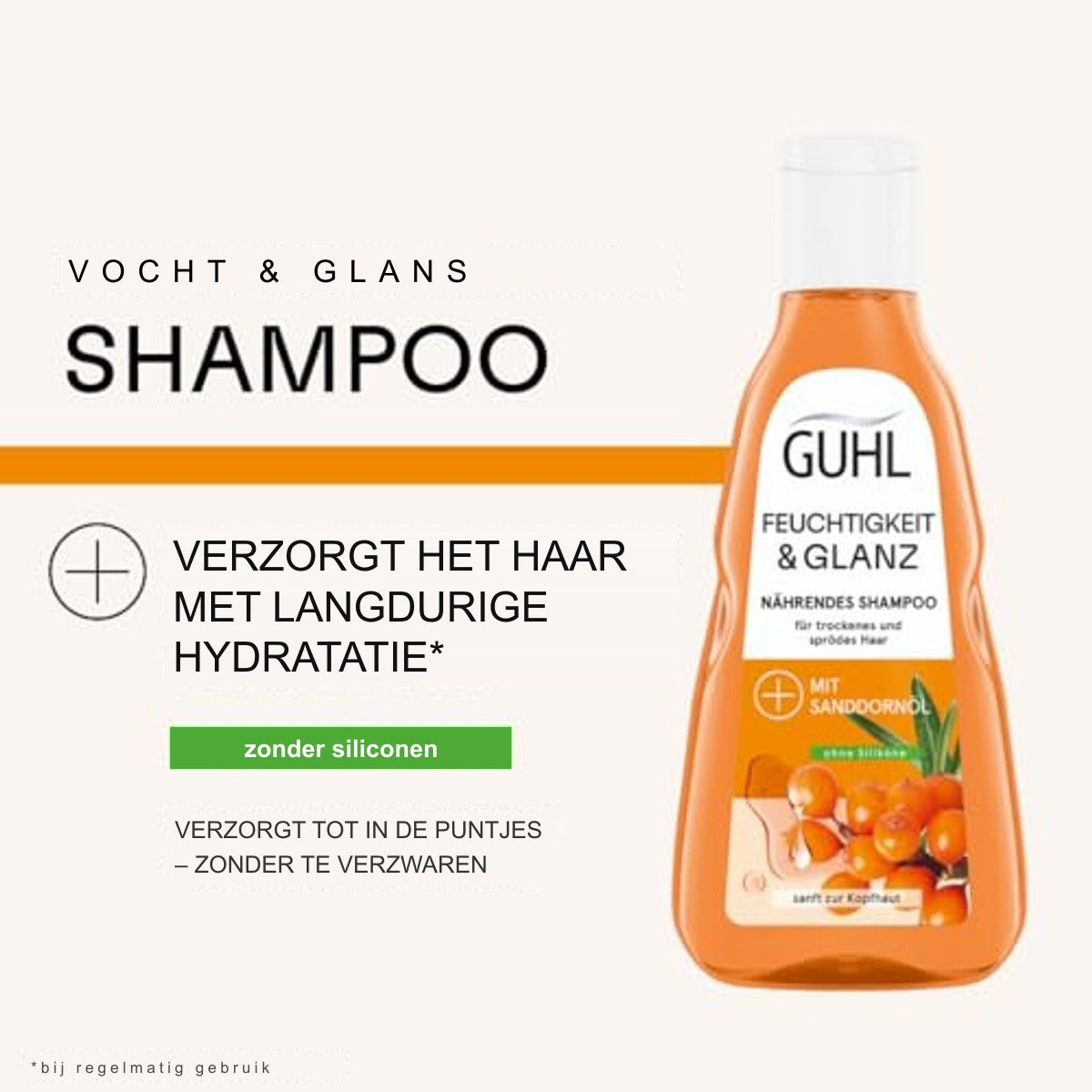 Guhl Vochtopbouw Shampoo 250 ml met Duindoornolie en Hyaluron voor Droog Haar