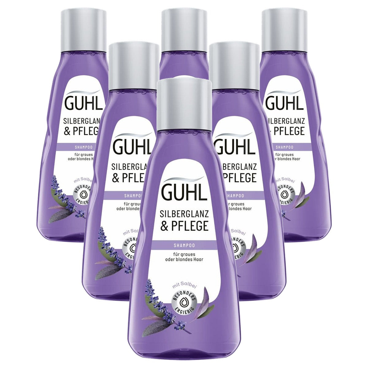 Guhl Zilverglans en verzorgende shampoo 6 x 50 ml - Voordeelverpakking