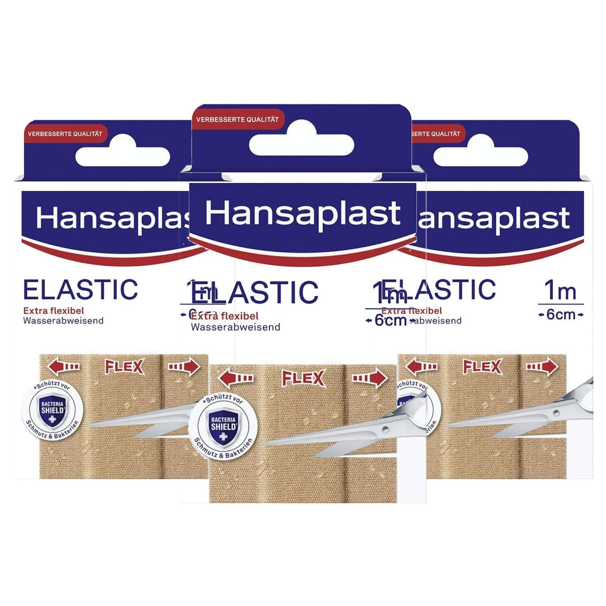 Hansaplast Elastische pleister 1 m x 6 cm - 3-pack