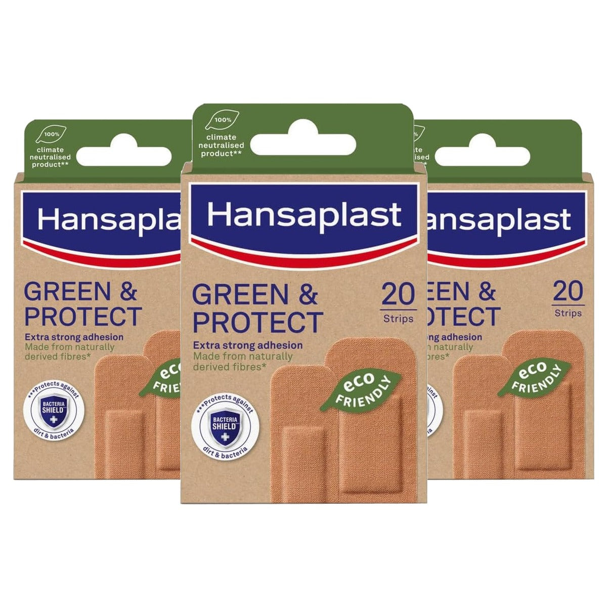 Hansaplast Green & Protect 3 x 20 stuks - Voordeelverpakking
