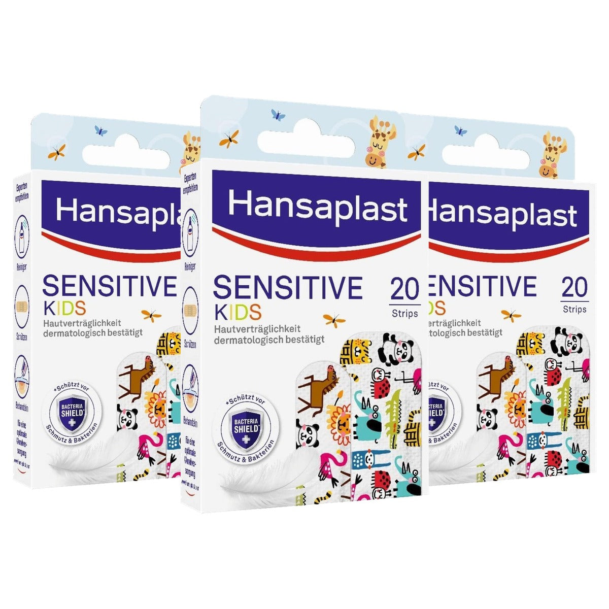 Hansaplast Kids Sensitive pleisters diermotieven 20 strips - 3-pack