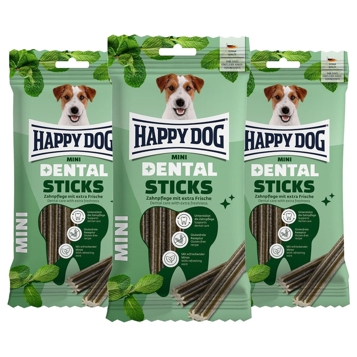 Happy Dog Dental Sticks Mini hondensnack munt 4 stuks, 100 g - 3-pack