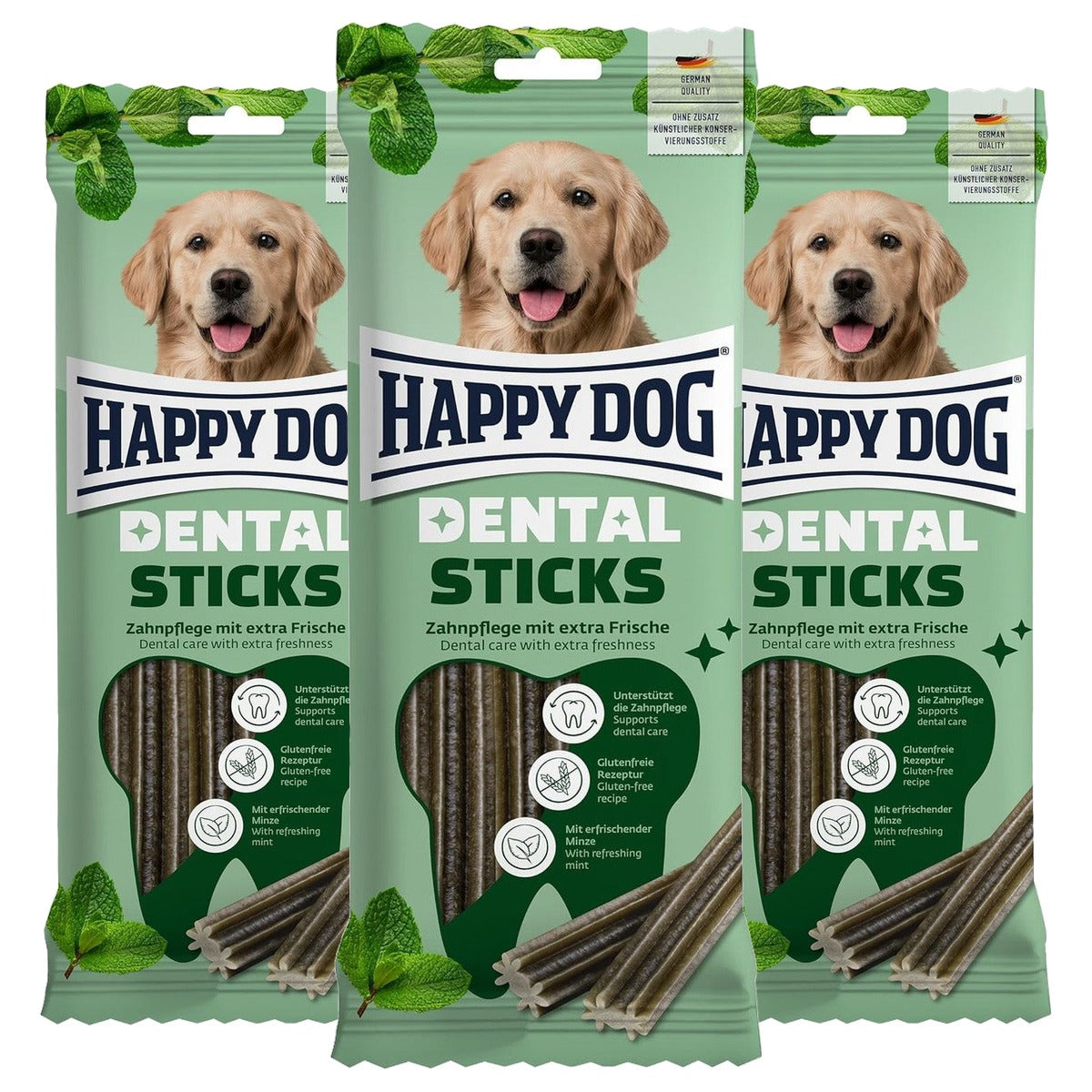 Happy Dog Dental Sticks hondensnack munt 2 stuks, 130 g - 3-pack