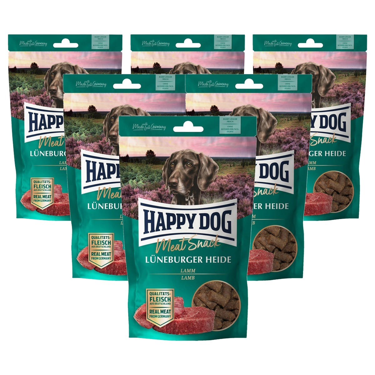 Happy Dog Meat Snack Lüneburger Heide hondensnack lamsvlees 75g - 6-pack